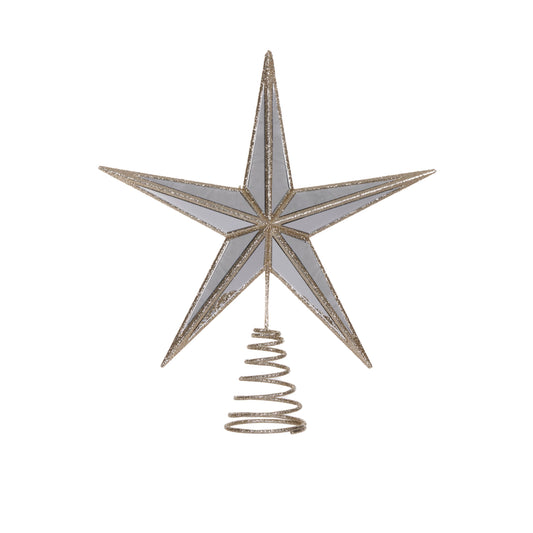 5 Point Mirrored Tree Topper Star Champagne - My Christmas