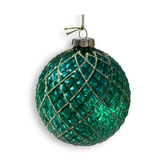 Green Glass Bauble with gold accent