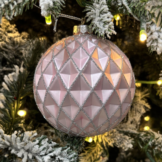 Matte Pink Faceted Bauble - My Christmas