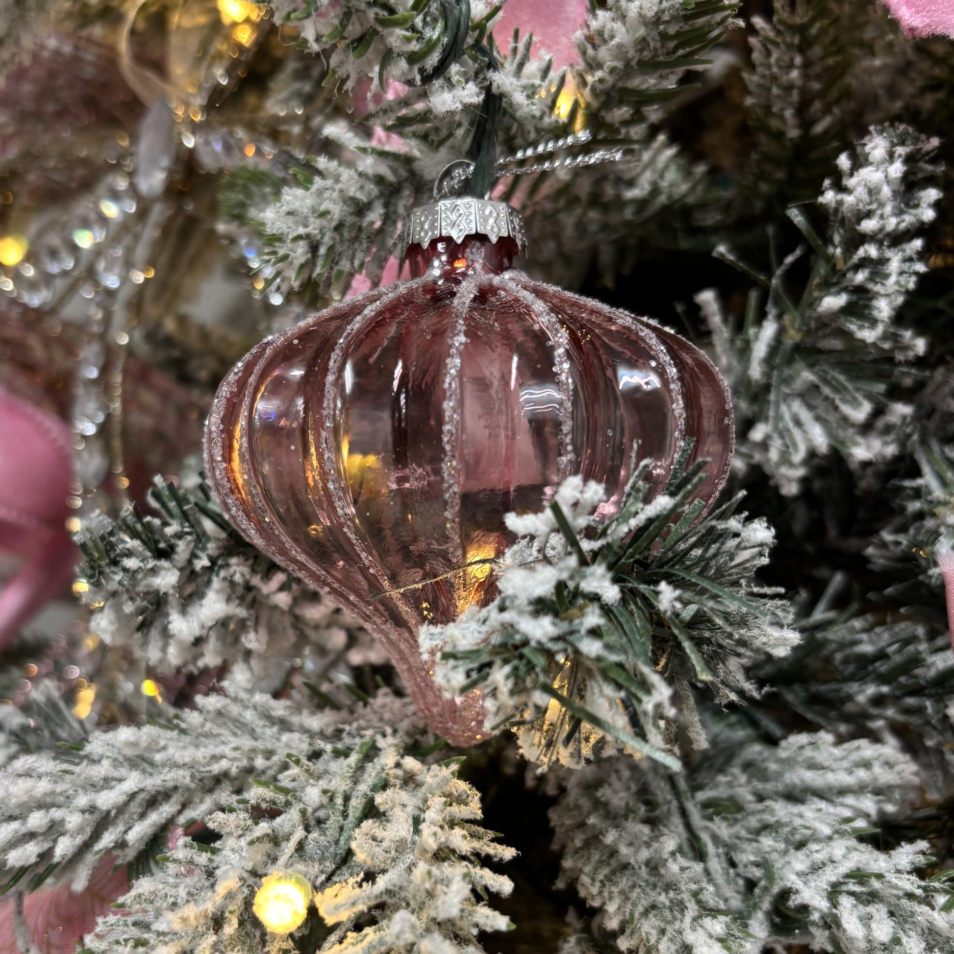 Pink Glitter Glass Onion - My Christmas
