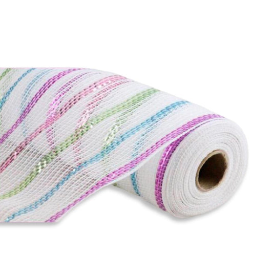 White and Stripe Mesh - 25cm