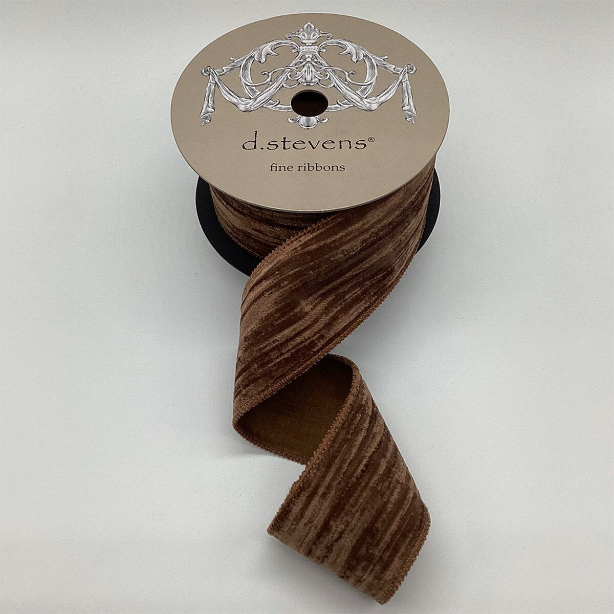 Bark Brown Vintage Velvet Ribbon with Satin Back - My Christmas