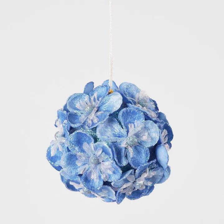 Blue Glitter Hydrangea Bauble - My Christmas