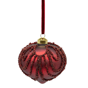 Burgundy Beaded Drop Ornament - My Christmas