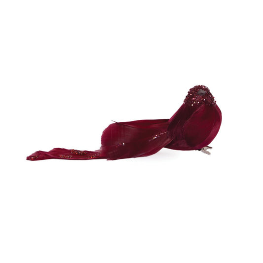 Burgundy Bejewelled Bird - My Christmas