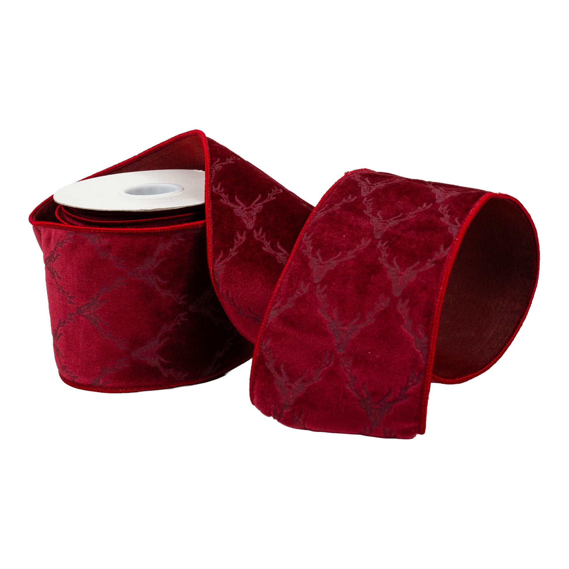 Burgundy Deer Ribbon - My Christmas