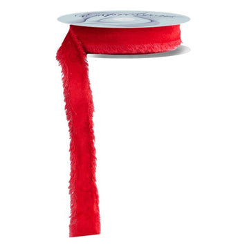 Burgundy Frayed Edge Velvet Ribbon - My Christmas