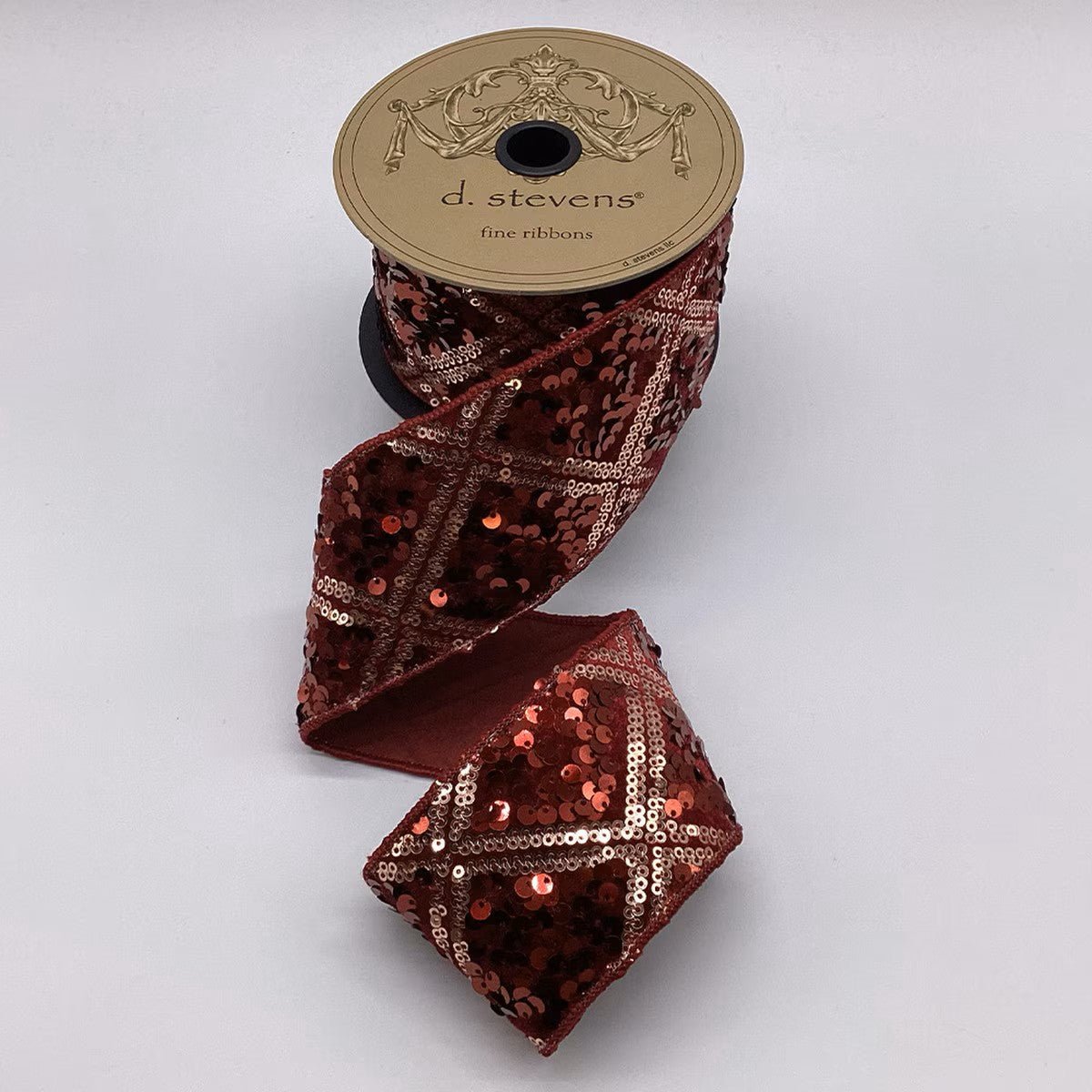 Burgundy Harlequin Ribbon with Sequins - My Christmas