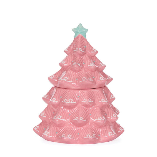 Ceramic Pastel Pink Tree Cookie Jar - My Christmas
