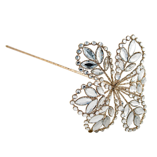Champagne Glitter Metal Flower Stem - My Christmas