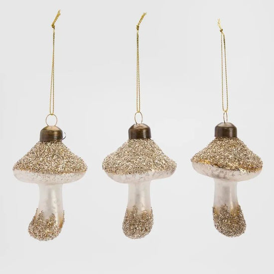 Champagne Glitter Mushrooms Ornament - Set of 3 - My Christmas