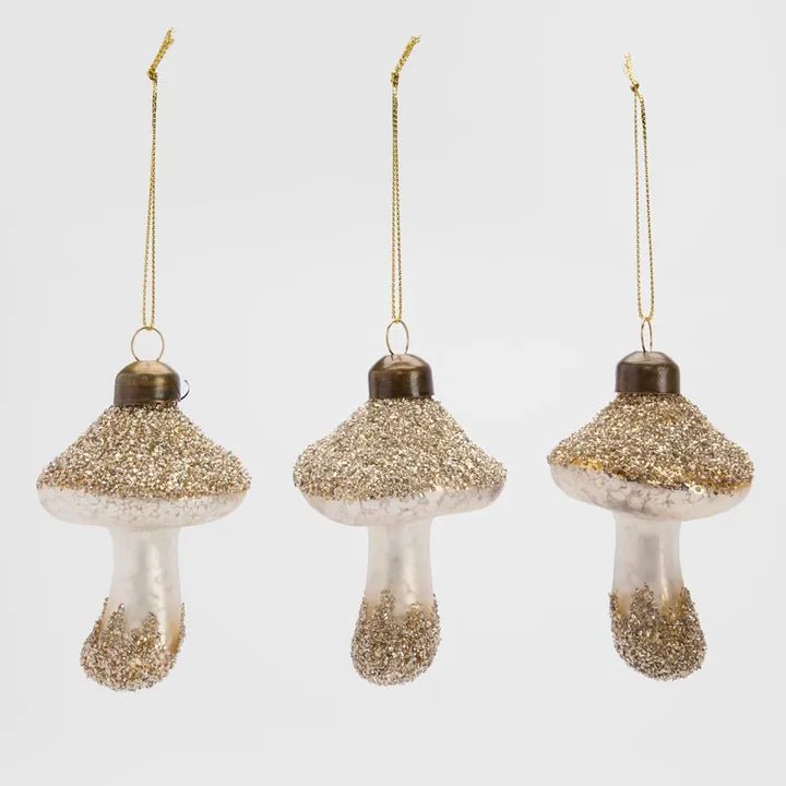Champagne Glitter Mushrooms Ornament - Set of 3 - My Christmas