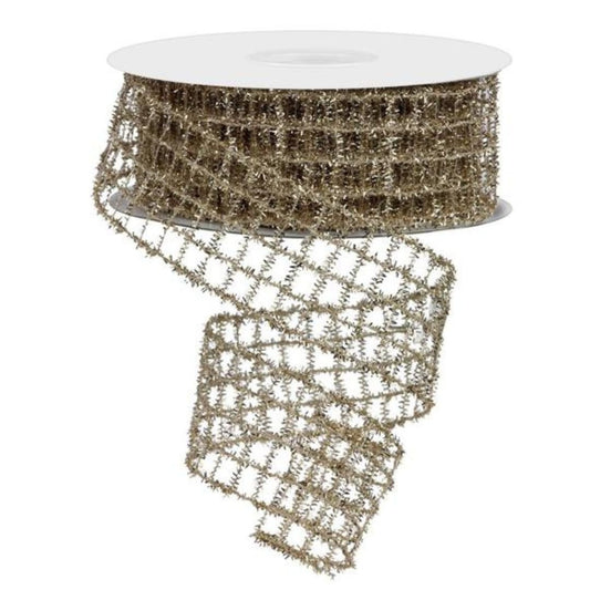 Champagne Tinsel Mesh - 1.5" wide - My Christmas