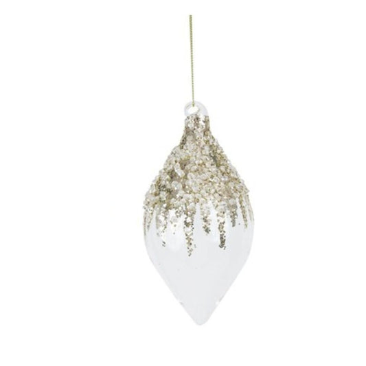Clear Finial with Glitter Detail - My Christmas