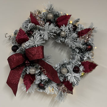 Cranberry Cocktail on Flocked Wreath - My Christmas