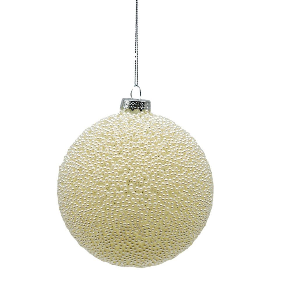 Cream Beaded Bauble - My Christmas