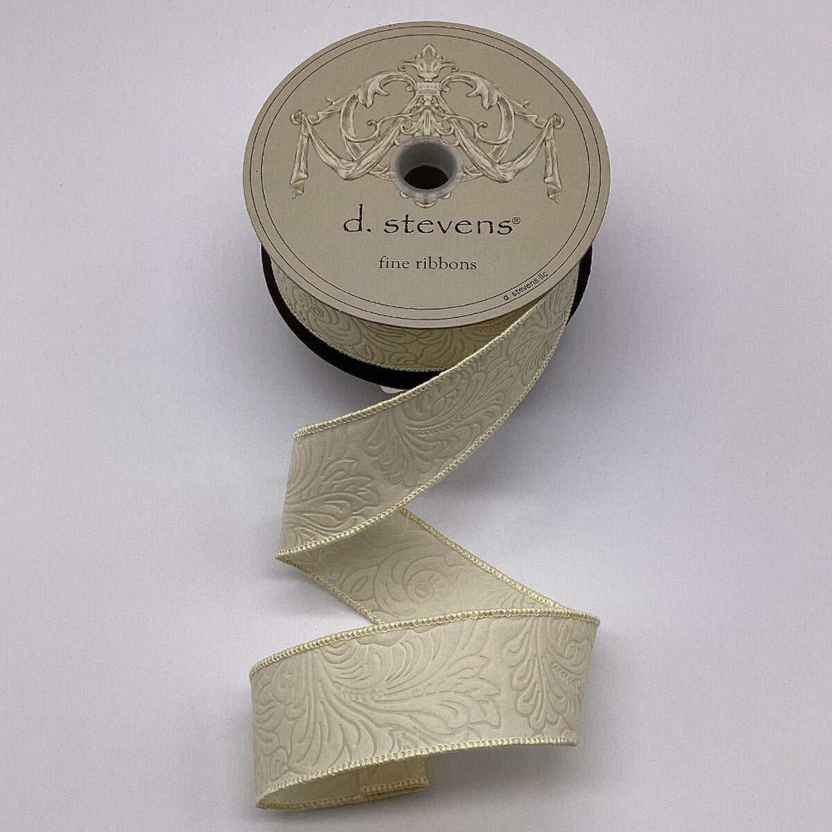 Cream Embossed Floral Ribbon - My Christmas