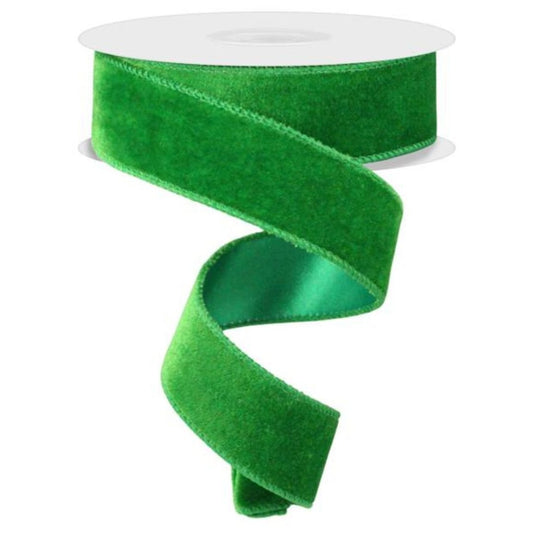 Emerald Green Deluxe Velvet Ribbon with Satin Backing - 1.5" wide - My Christmas