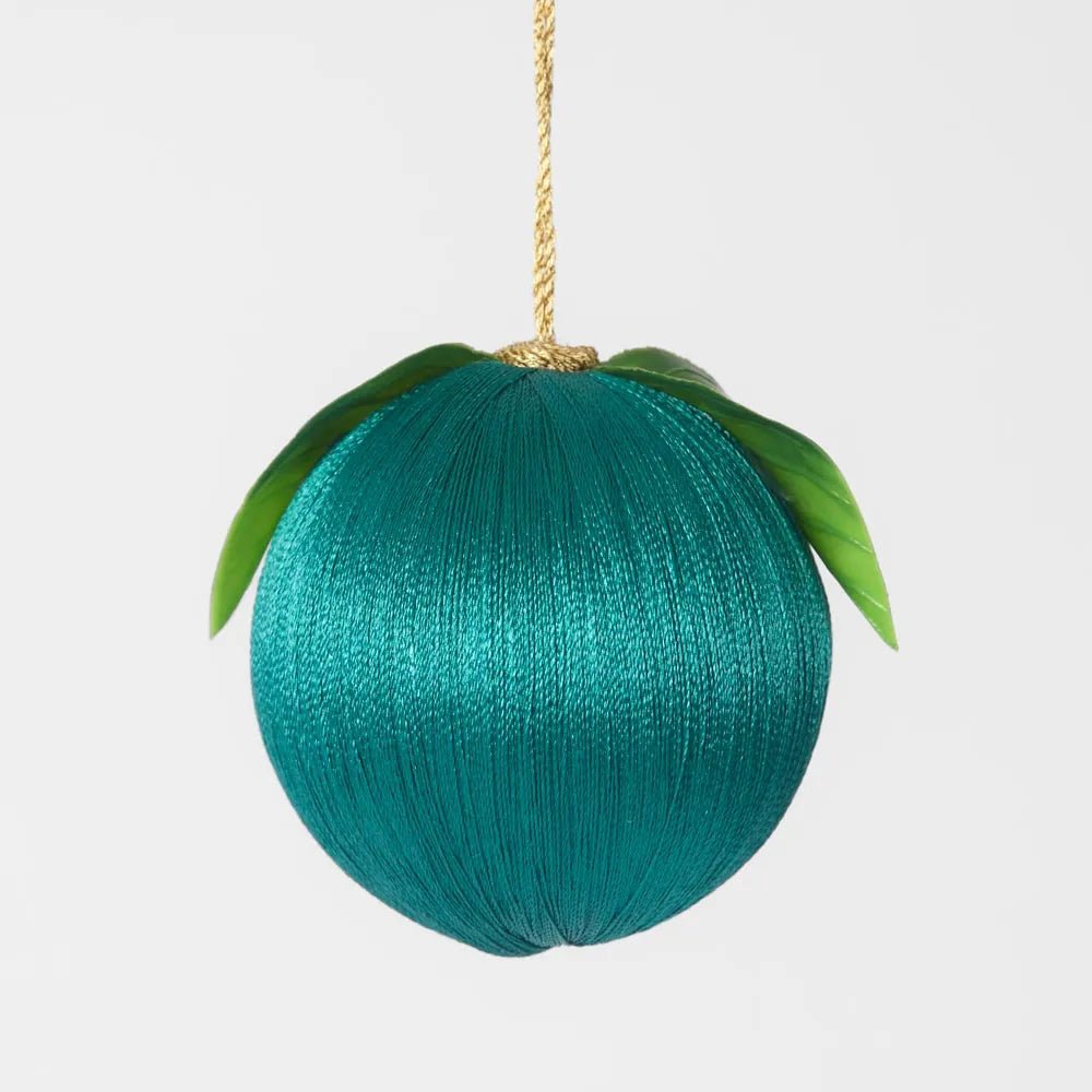 Emerald Green Silk Fruit Bauble - My Christmas