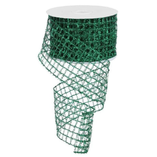 Emerald Green Tinsel Mesh - 2.75" wide - My Christmas