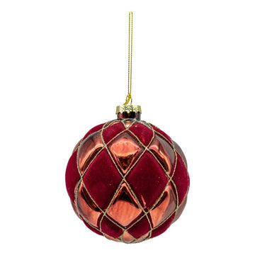Flocked Burgundy Bauble - My Christmas