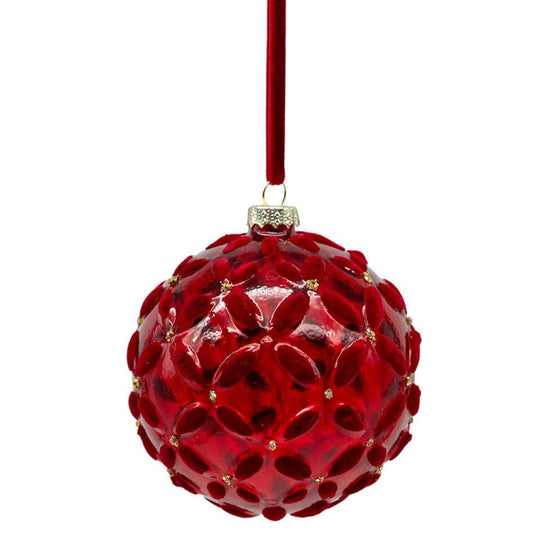 Flocked Red Bauble - My Christmas