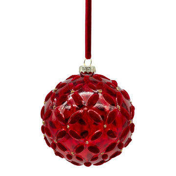 Flocked Red Bauble - My Christmas