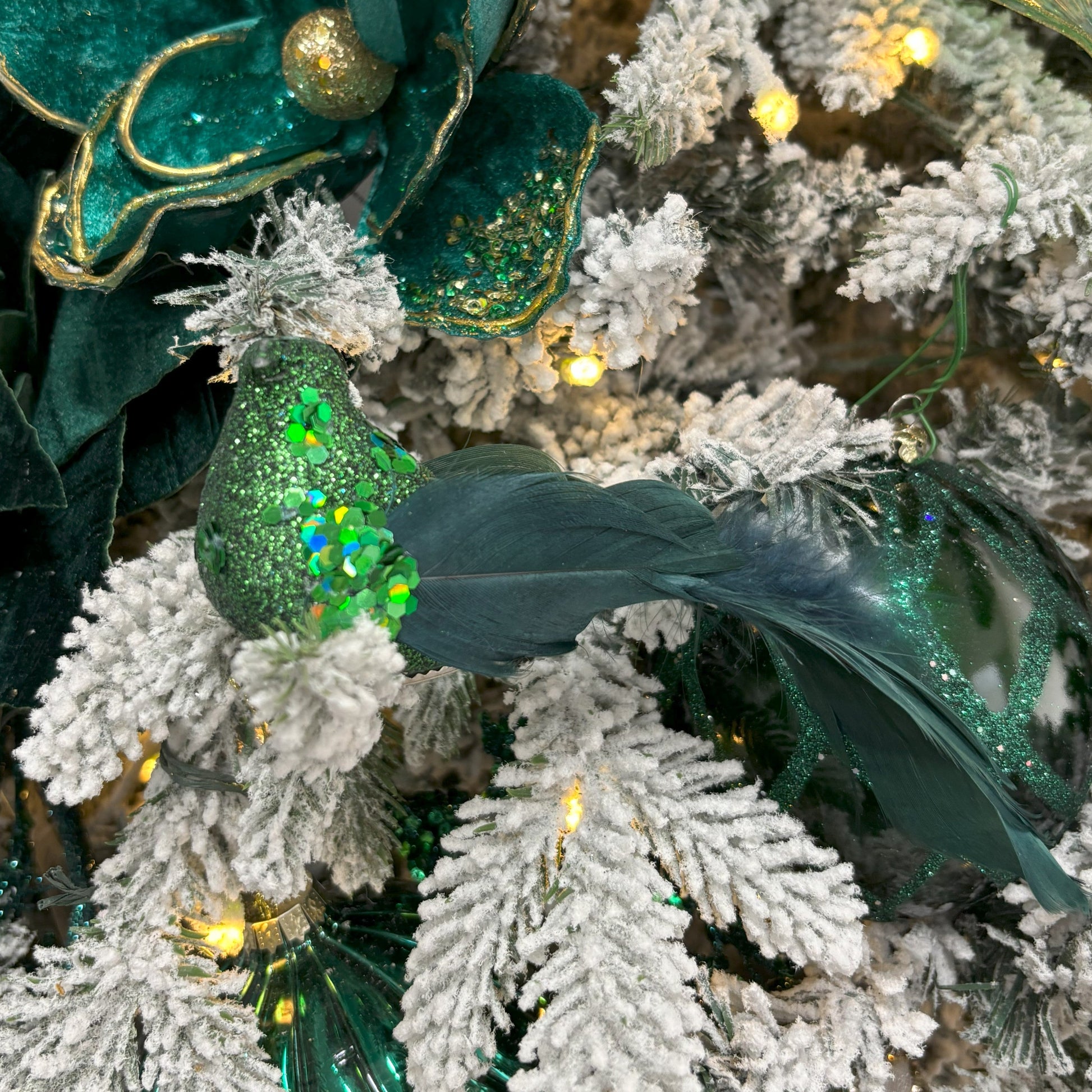 Forrest Green Feather Clip - on Bird - My Christmas