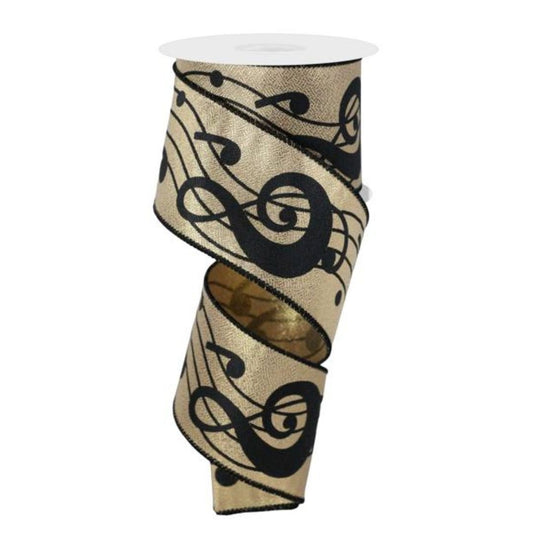 Gold and Black Music Note Ribbon - My Christmas
