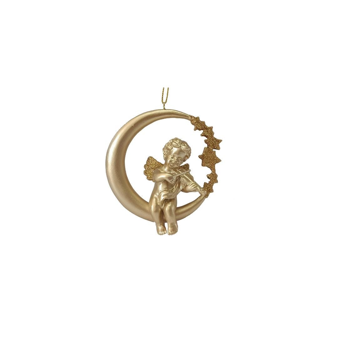 Gold Moon Cherub Ornament - Assorted - My Christmas