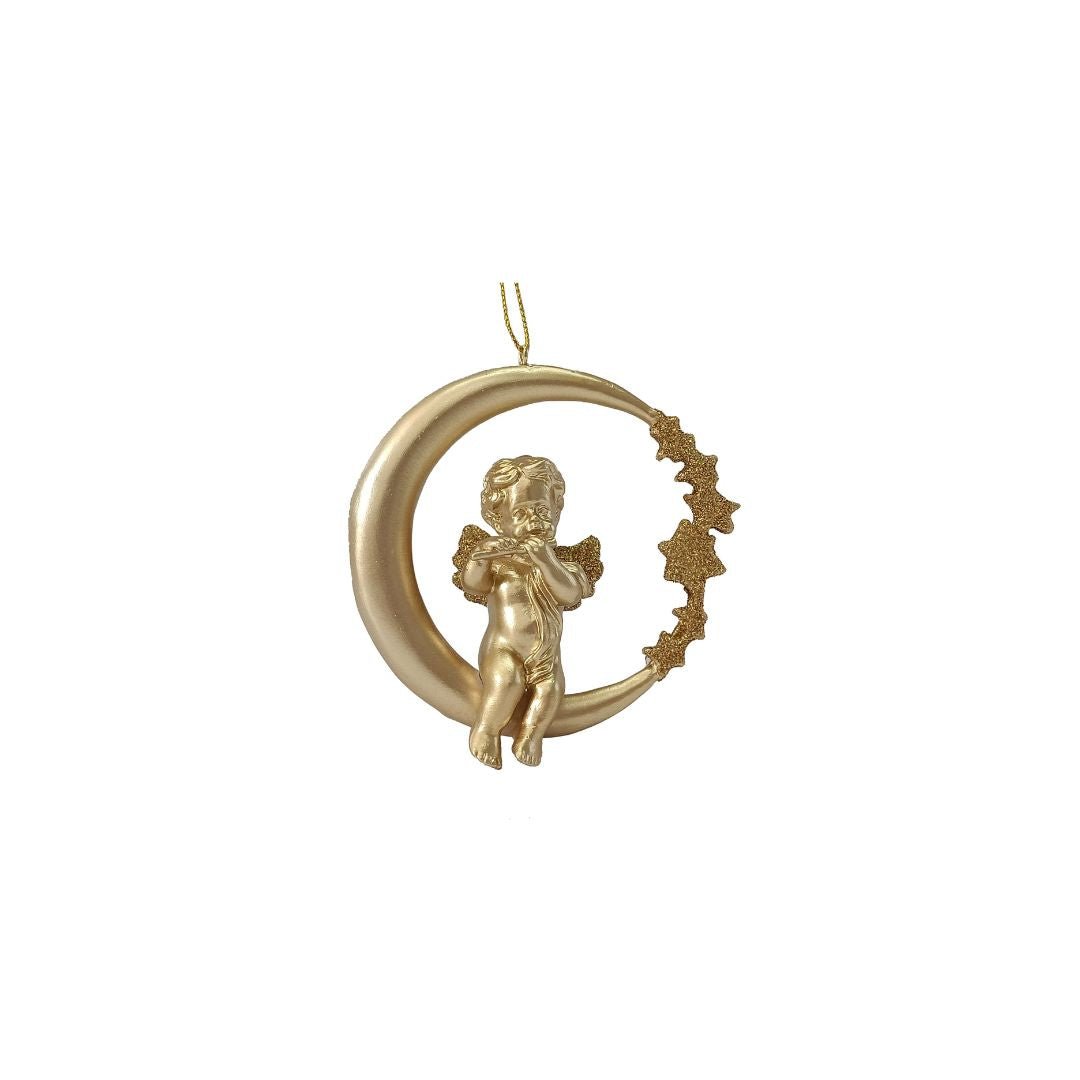 Gold Moon Cherub Ornament - Assorted - My Christmas
