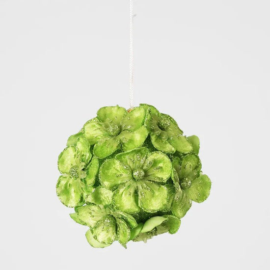 Green Glitter Hydrangea Bauble - My Christmas