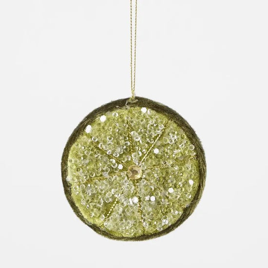 Green Palermo Beaded Lemon Slice Ornament - My Christmas