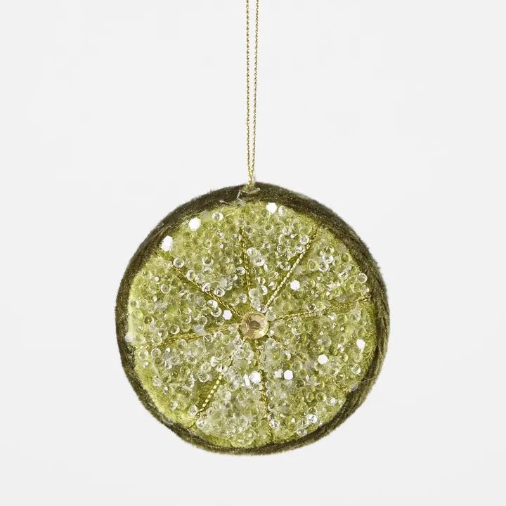 Green Palermo Beaded Lemon Slice Ornament - My Christmas
