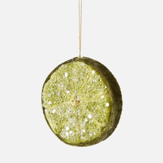 Green Palermo Beaded Lemon Slice Ornament - My Christmas
