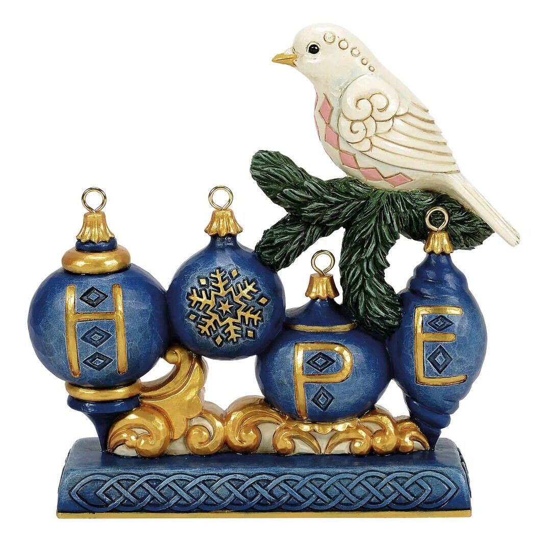 Heartwood Creek - Twilight Blue Gold Hope Sign with Dove - My Christmas
