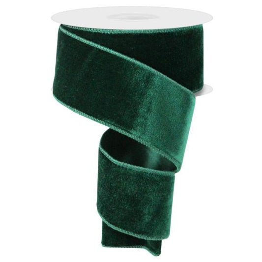 Hunter Green Deluxe Velvet Ribbon with Satin Backing - 2.5" wide - My Christmas