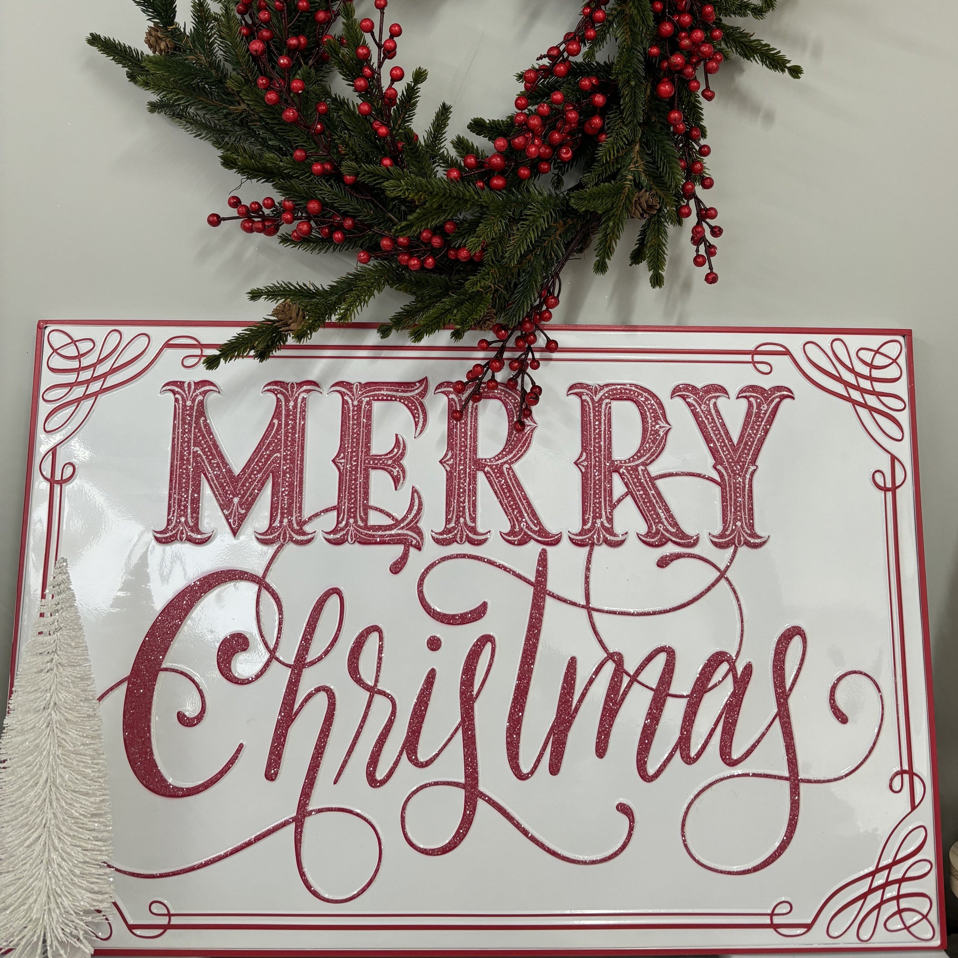 Large Merry Christmas Stamped Metal Wall Art Sign - My Christmas