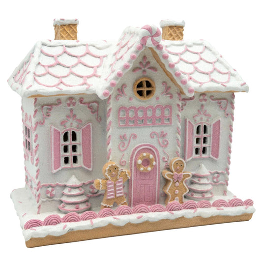 LED Pink Gingerbread House - 25cm - My Christmas