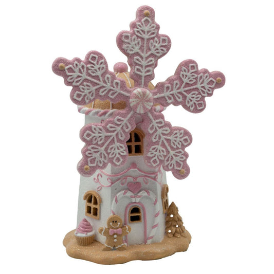 LED Pink Gingerbread Windmill - My Christmas