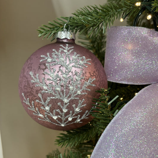 Lilac and Silver Glass Bauble - My Christmas