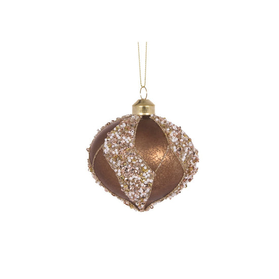 Mercury Brown Swirl Onion Bauble - My Christmas