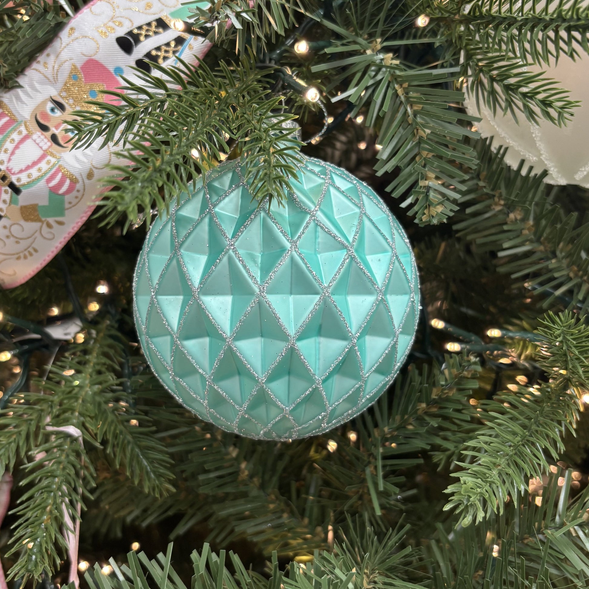 Mint Glass Faceted Bauble - My Christmas