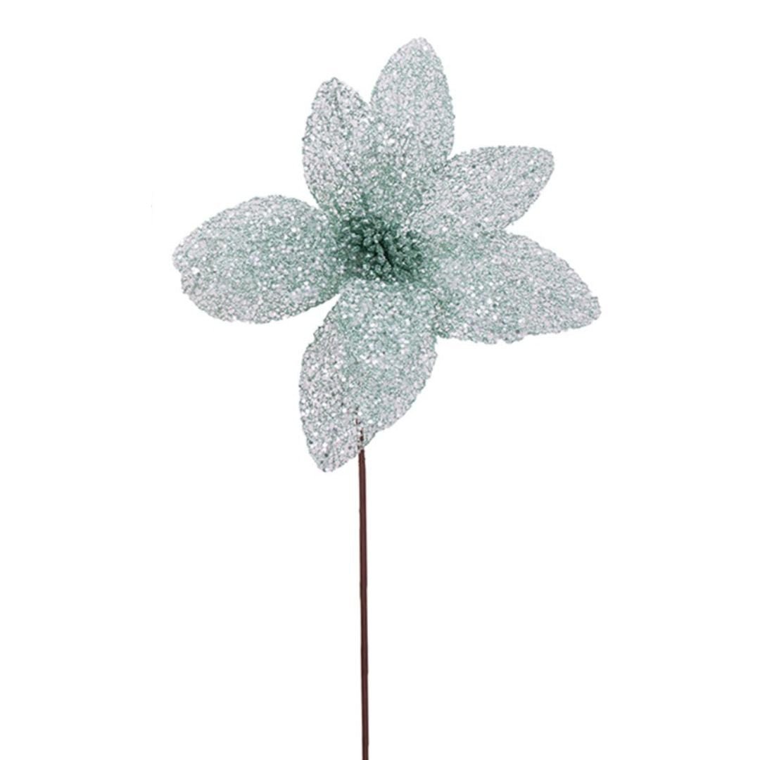 Mint Glitter Poinsettia - My Christmas