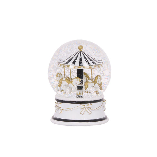 Musical Gold and White Merry - Go - Round Snowglobe - My Christmas