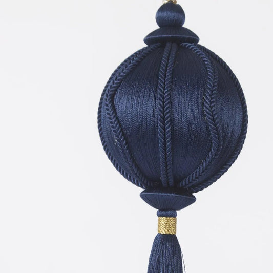 Navy Blue Silk Tassel Bauble - My Christmas