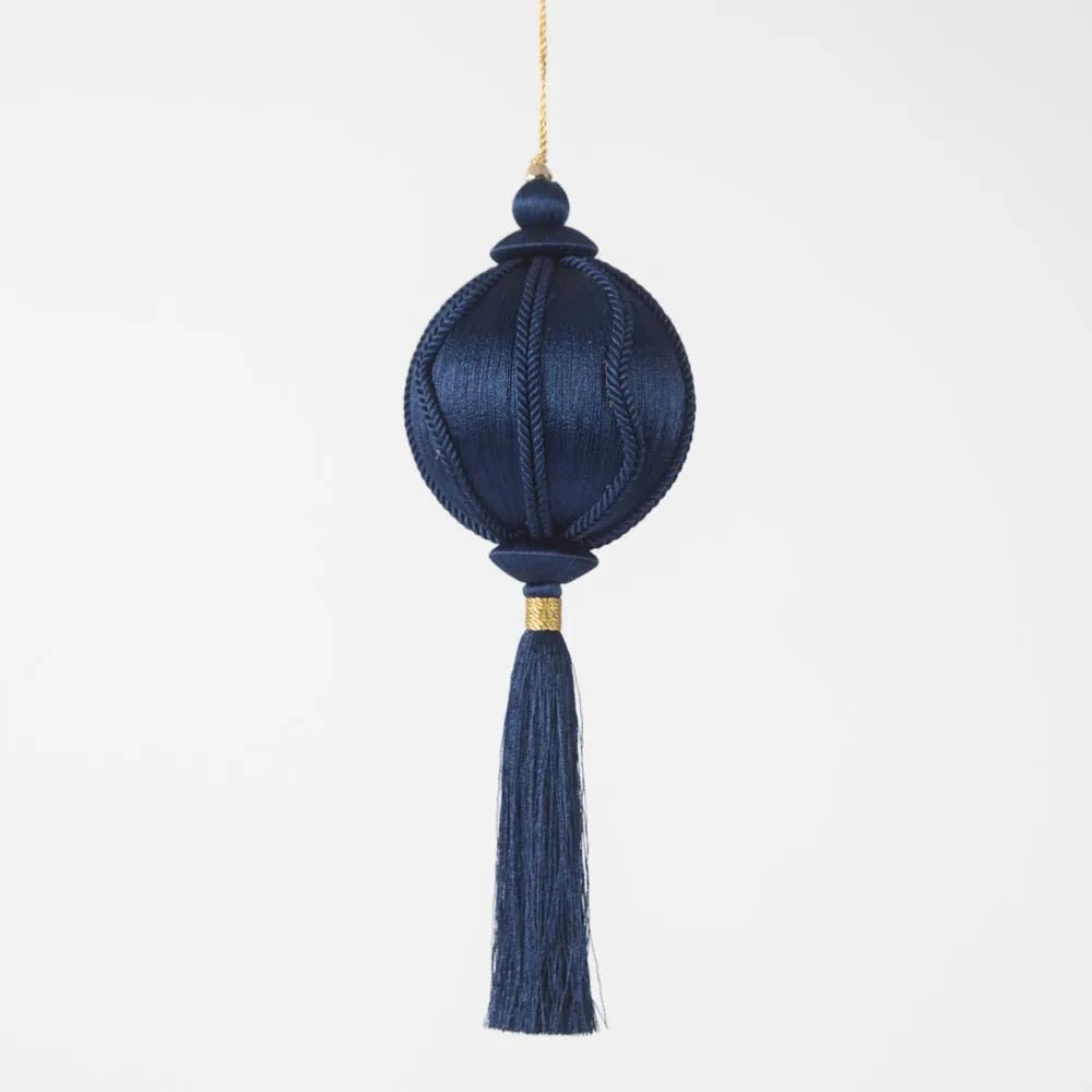 Navy Blue Silk Tassel Bauble - My Christmas