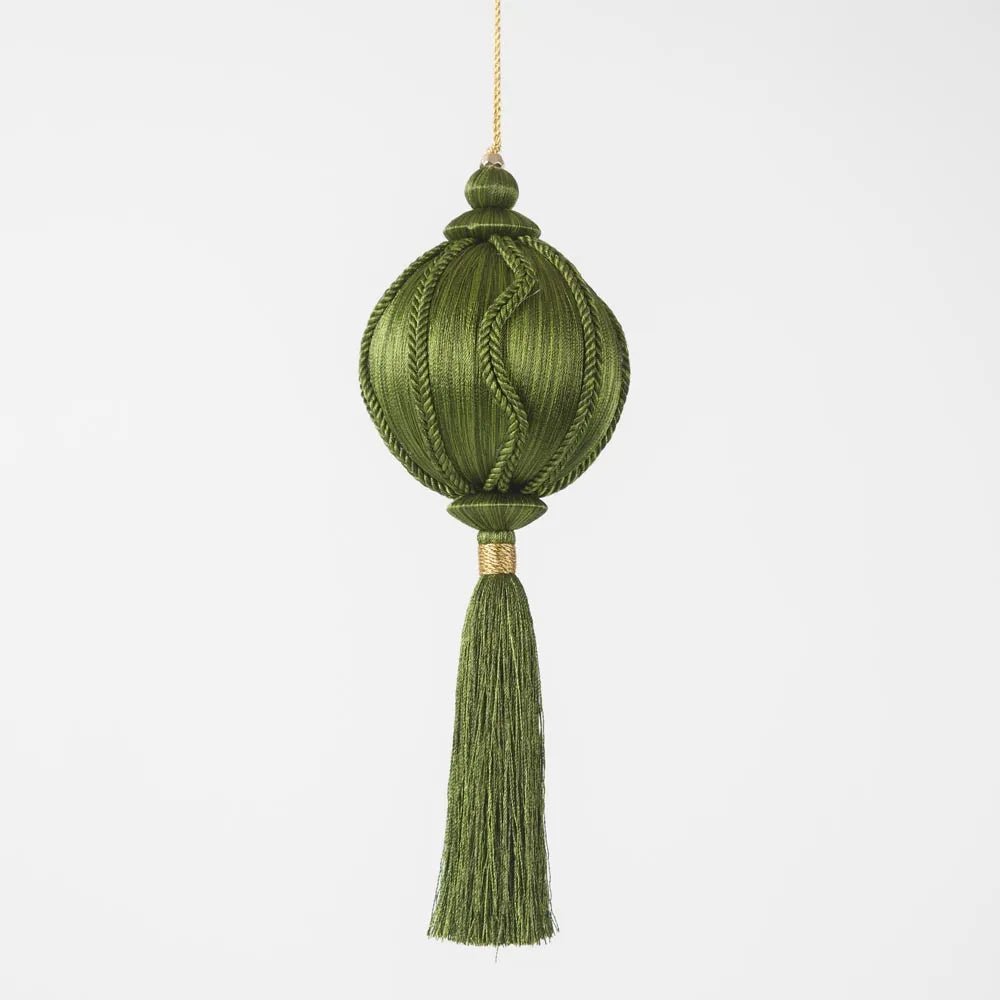 Olive Silk Tassel Bauble - My Christmas