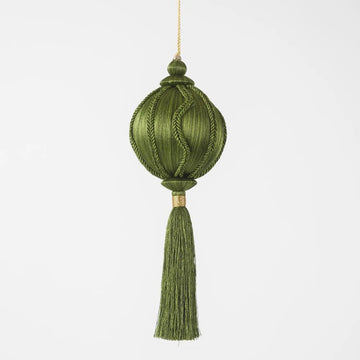 Olive Silk Tassel Bauble - My Christmas
