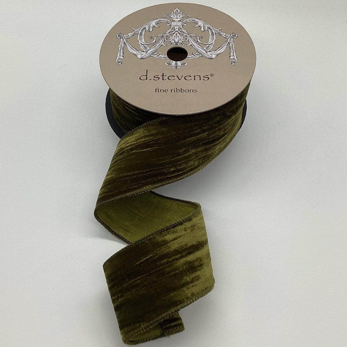 Olive Vintage Velvet Ribbon with Satin Back - My Christmas
